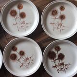 Lot 6 assiettes grès chardon Sarreguemines