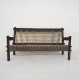Solid oak and rope sofa, Netherlands 1960's