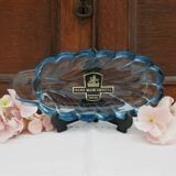 Davidson Handmade English Blue Crystal Jewelry Dish