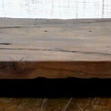 pair long coffee table solid wood brutalist