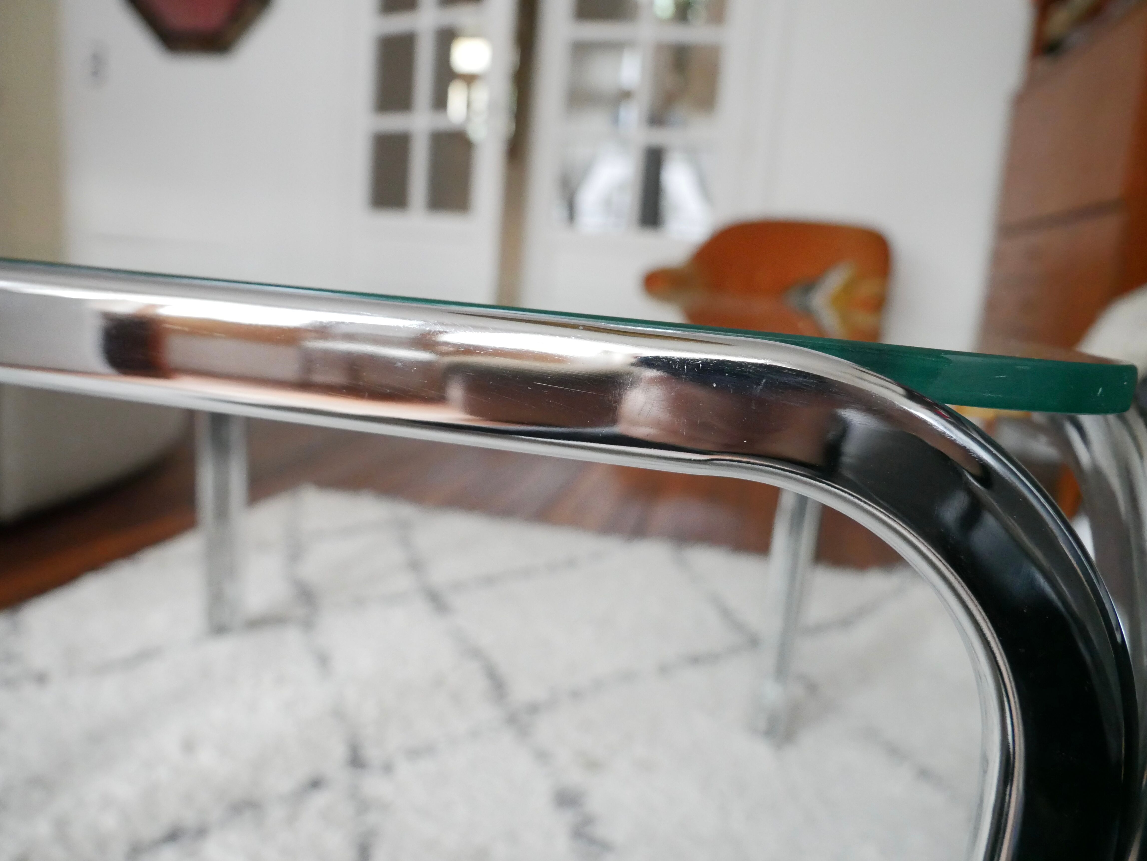 Coffee table in glass and chrome design 70s