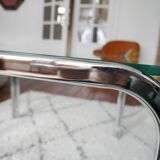 Table basse en verre et chrome design années 70
