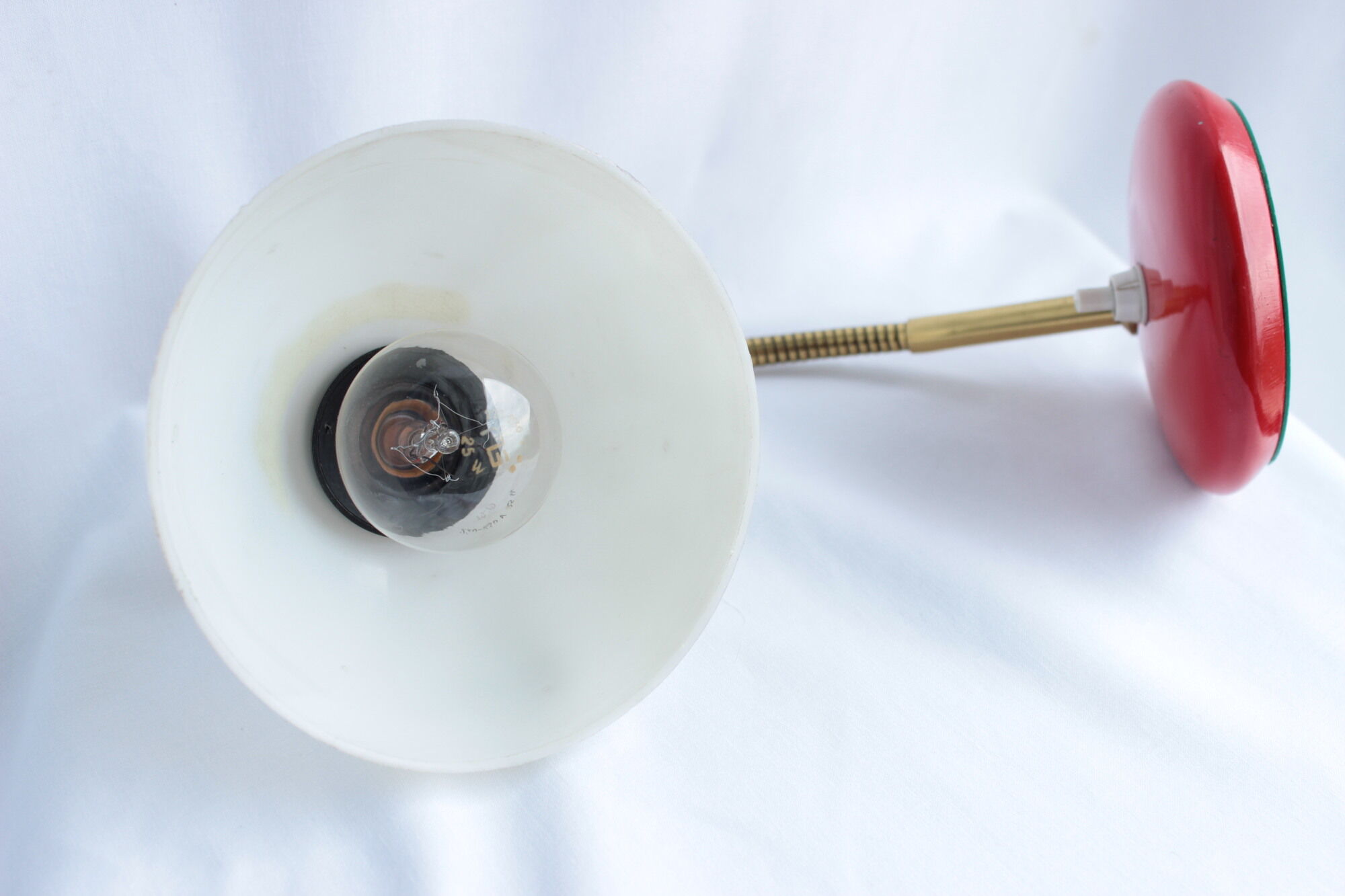 Office lamp or bedside made in italy from the 60's red and white color