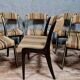 Series of 6 Baumann Vintage gondola chairs in solid wood and chromed metal 60s-70s