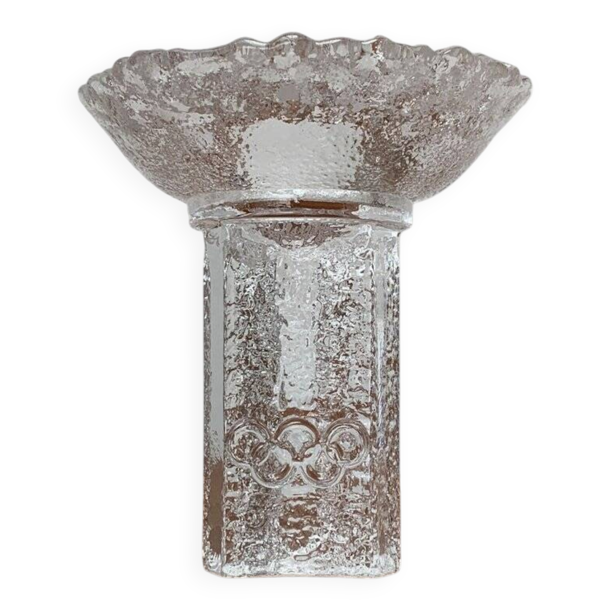 Olympics glass candle holder by Lars Hellsten for Orrefors, Sweden, 1984