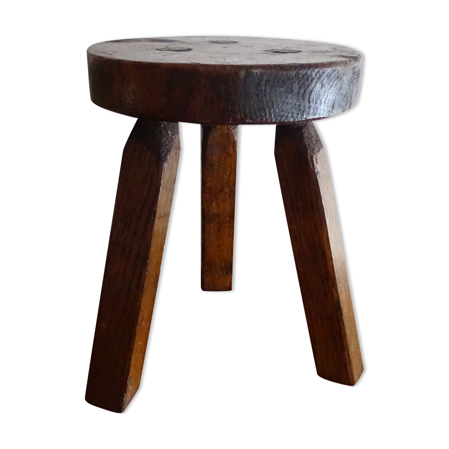 Brutalist wood tripod foot stool