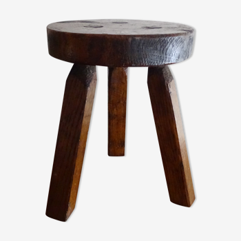 Brutalist wood tripod foot stool