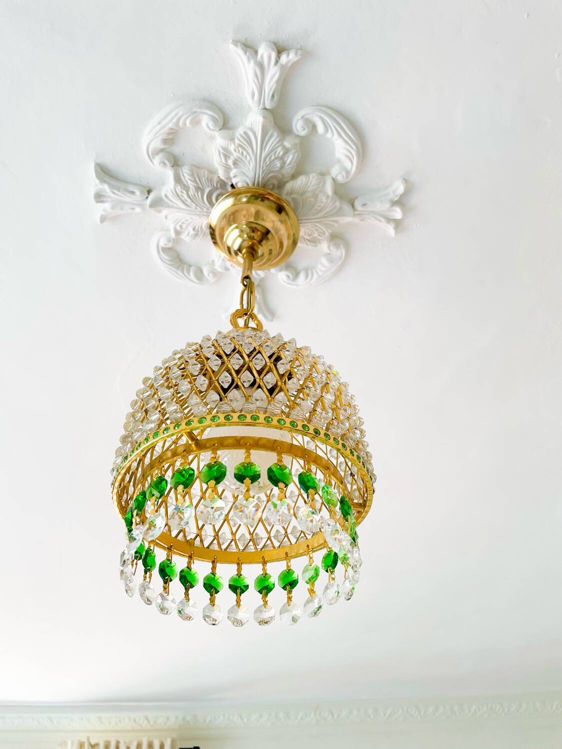 Luster en laiton et cristal