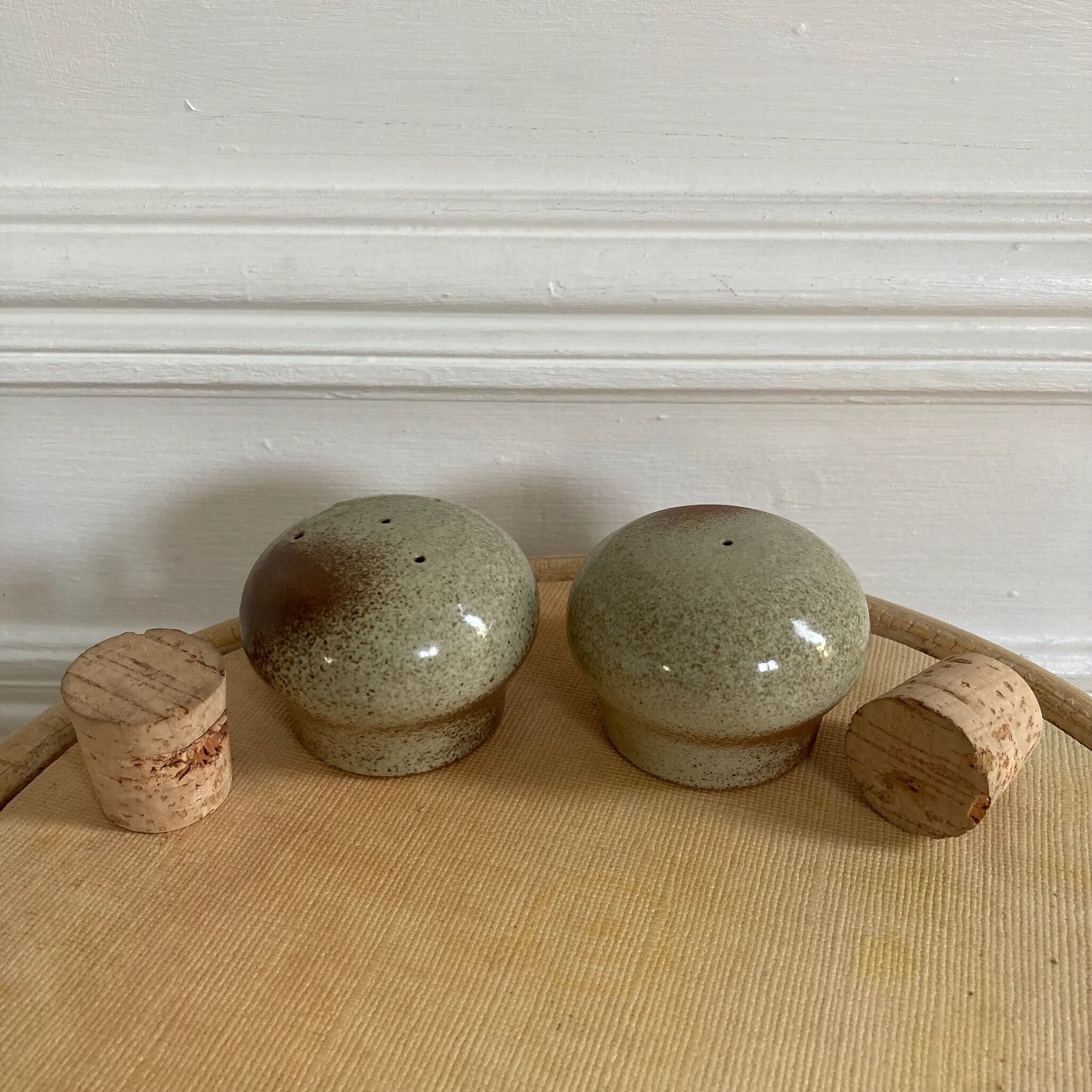 Vintage stoneware salt and pepper shaker