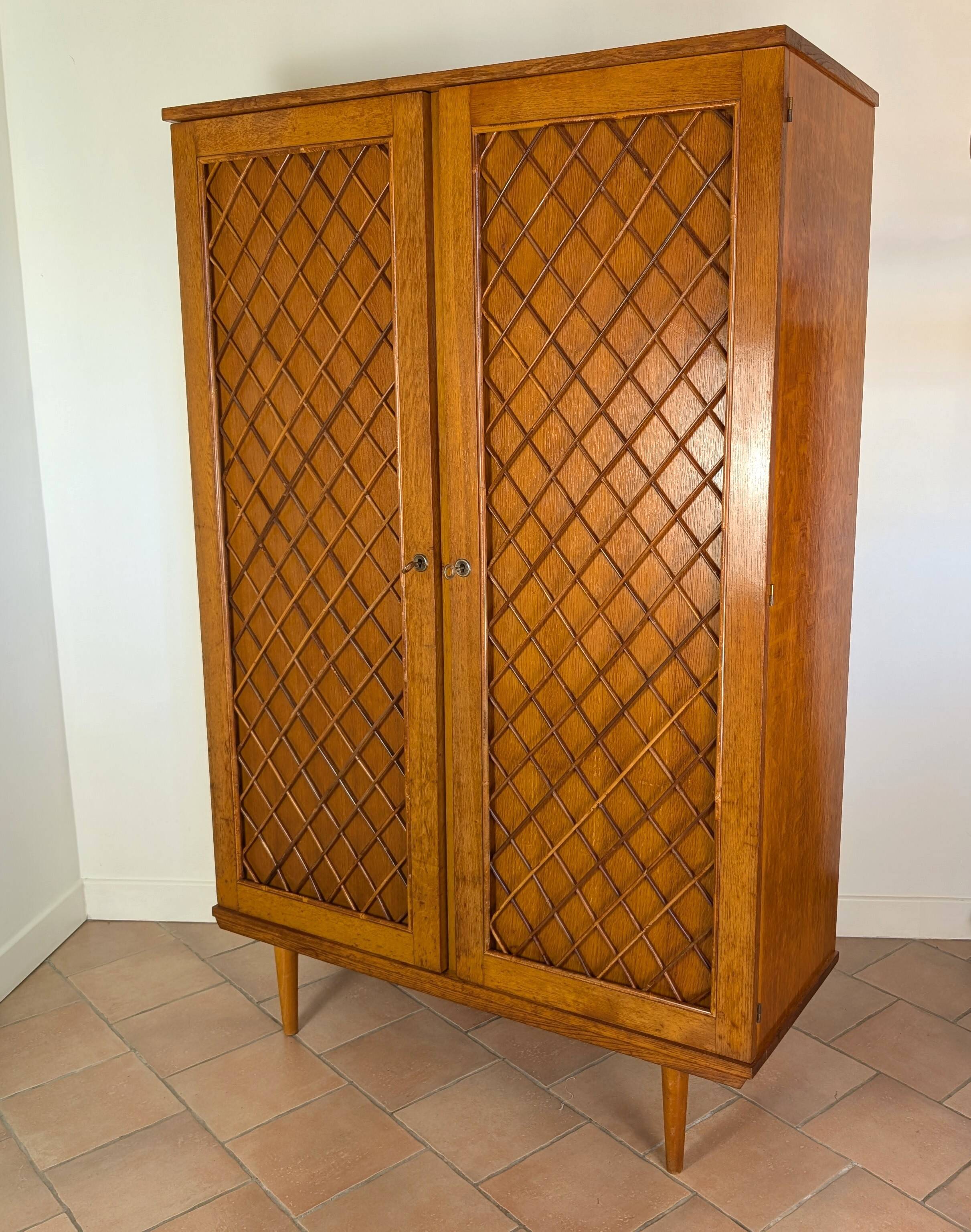 Wood and rattan wardrobe 60'