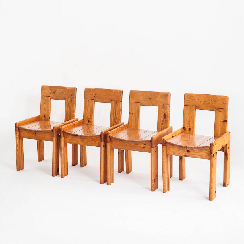 Vintage pine chairs. Designed by Silvio Coppola for Fratelli Montina.