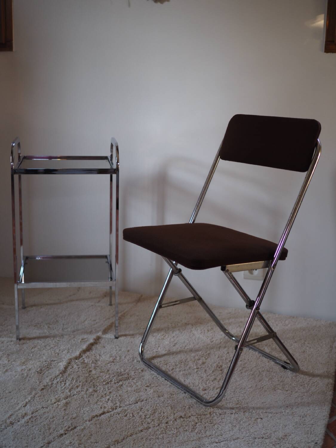 Vintage chrome metal saddle