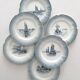 6 antique dessert plates in "Marine" faience from Orchies