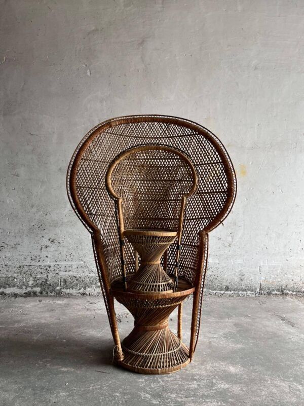 Ensemble de 2 fauteuils Emmanuelle en rotin — rotin beige naturel avec détails noirs, grand et petit modèle