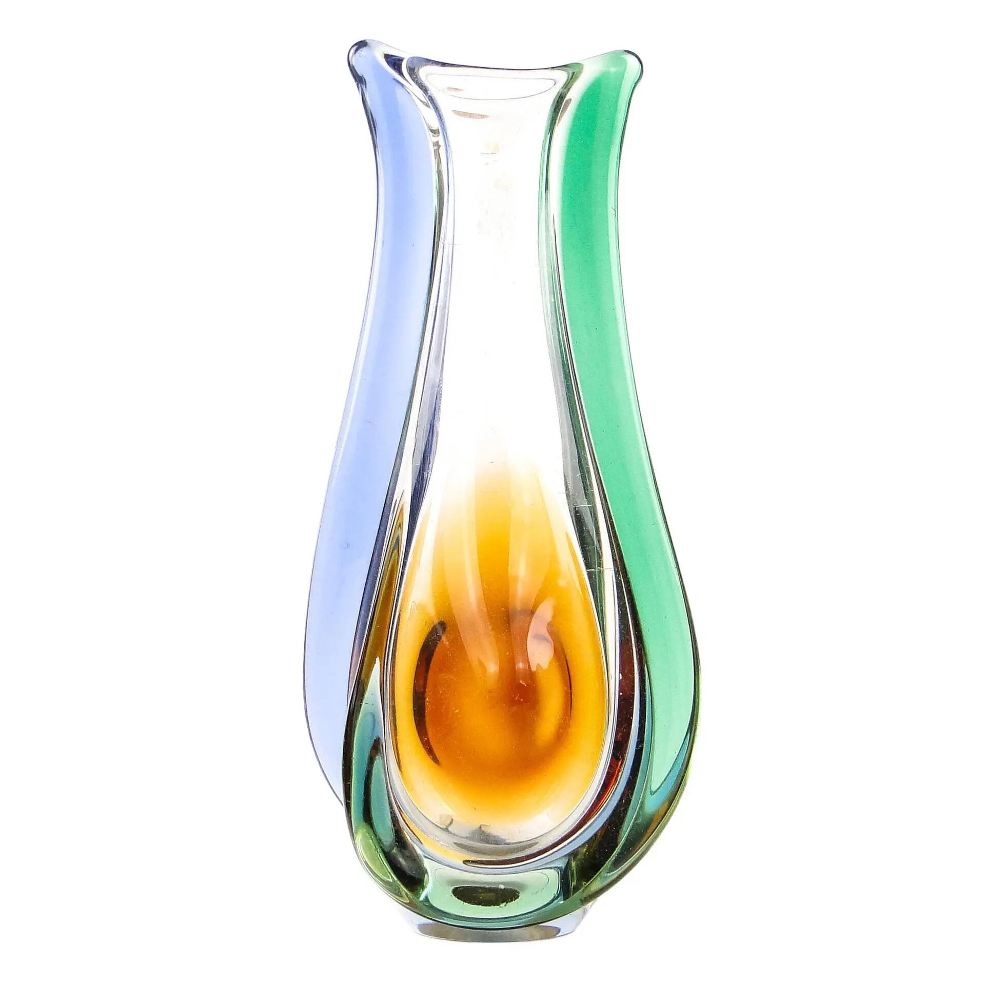 Mid-century modern vase, multicolour glass, designed by H. Mahanovska, Czechoslovakia, 1960s