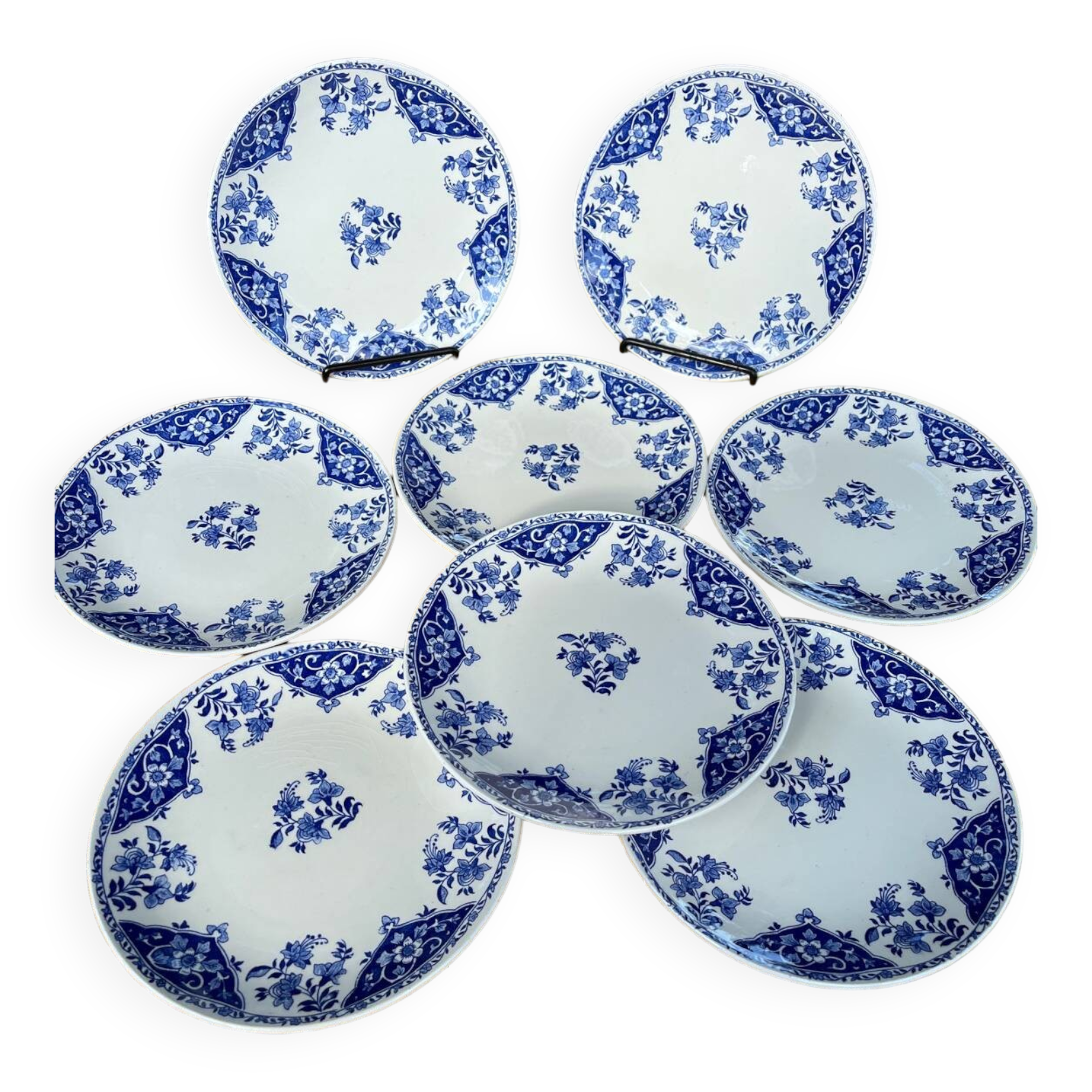 8 dessert plates in old Gien earthenware