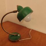 Vintage Scandinavian Art Deco desk lamp from the 40s, golden brass, retro, moon shape, swan neck