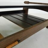 Glass, wenge and leather coffee table, brasil, 1970