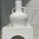 Handcrafted terracotta vase painted white with double handles h:40 d:30