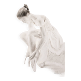 Dessin au fusain représentant une danseuse assise. Peinture de danseuse.