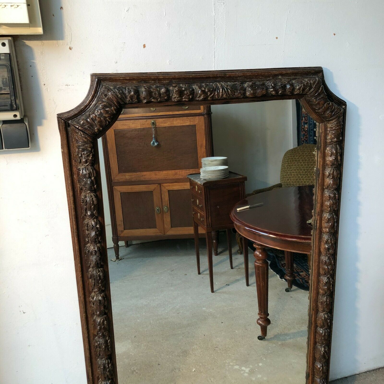 Mirror carved wooden frame late 17th century 137x70 cm