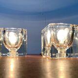 Vintage German glass cube table lamps TA 14 by Peill & Putzler, 1970s, set of 2.