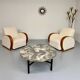 2 antique Art Deco club chairs from the 1930s, bentwood frame, bouclé fabric