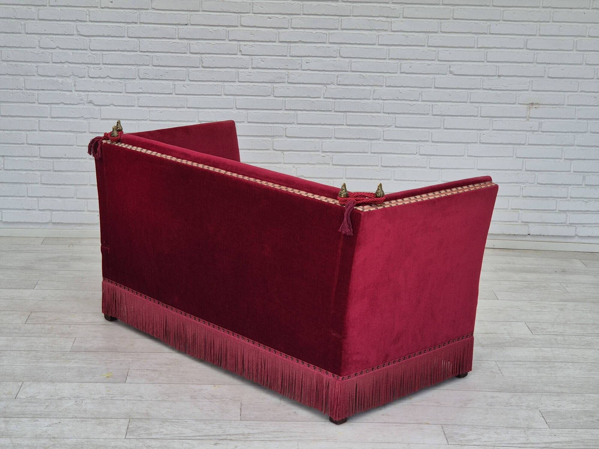 1970s, Danish 2 seater sofa, original condition, furniture velour, ash wood.