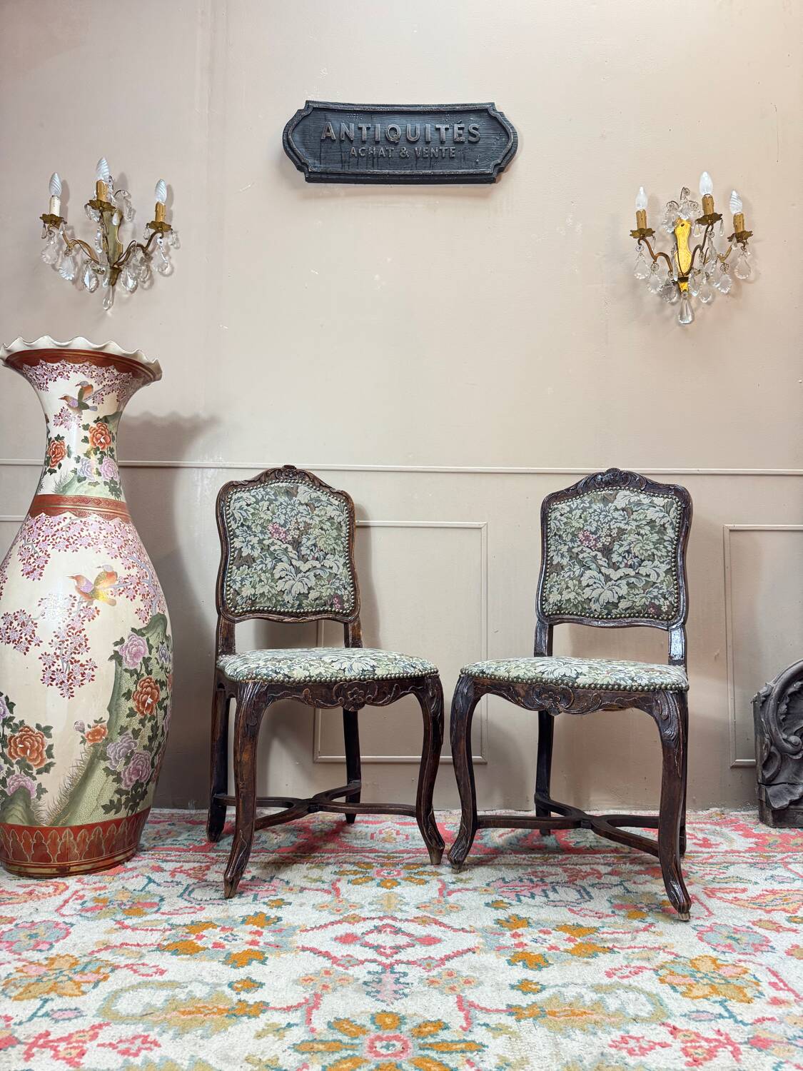 Armand henry pair of natural wood chairs stamped from the regency period