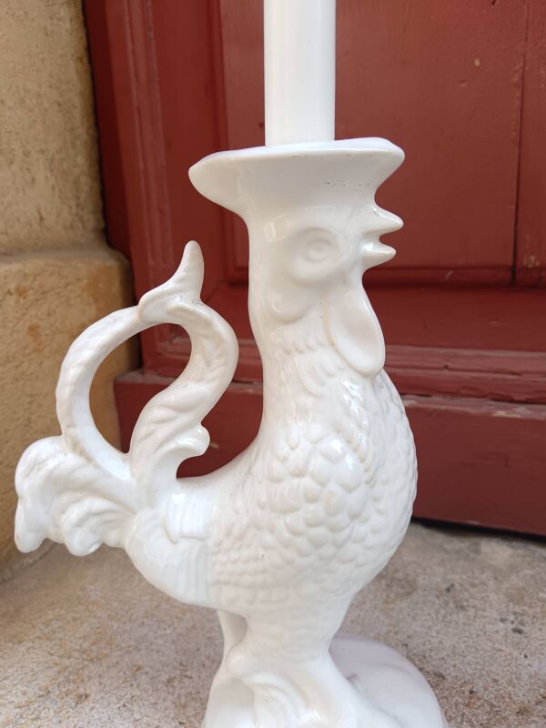 Paire de bougeoirs en forme de coq - Faïencerie de Saint Clément