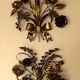 Pair of gold plated wall double candleholders with roses by Hans Kögl, 1960