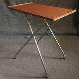 Danish teak and aluminium adjustable wine table, 1960s