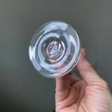 2 antique blown glass champagne flutes, tulip shape.