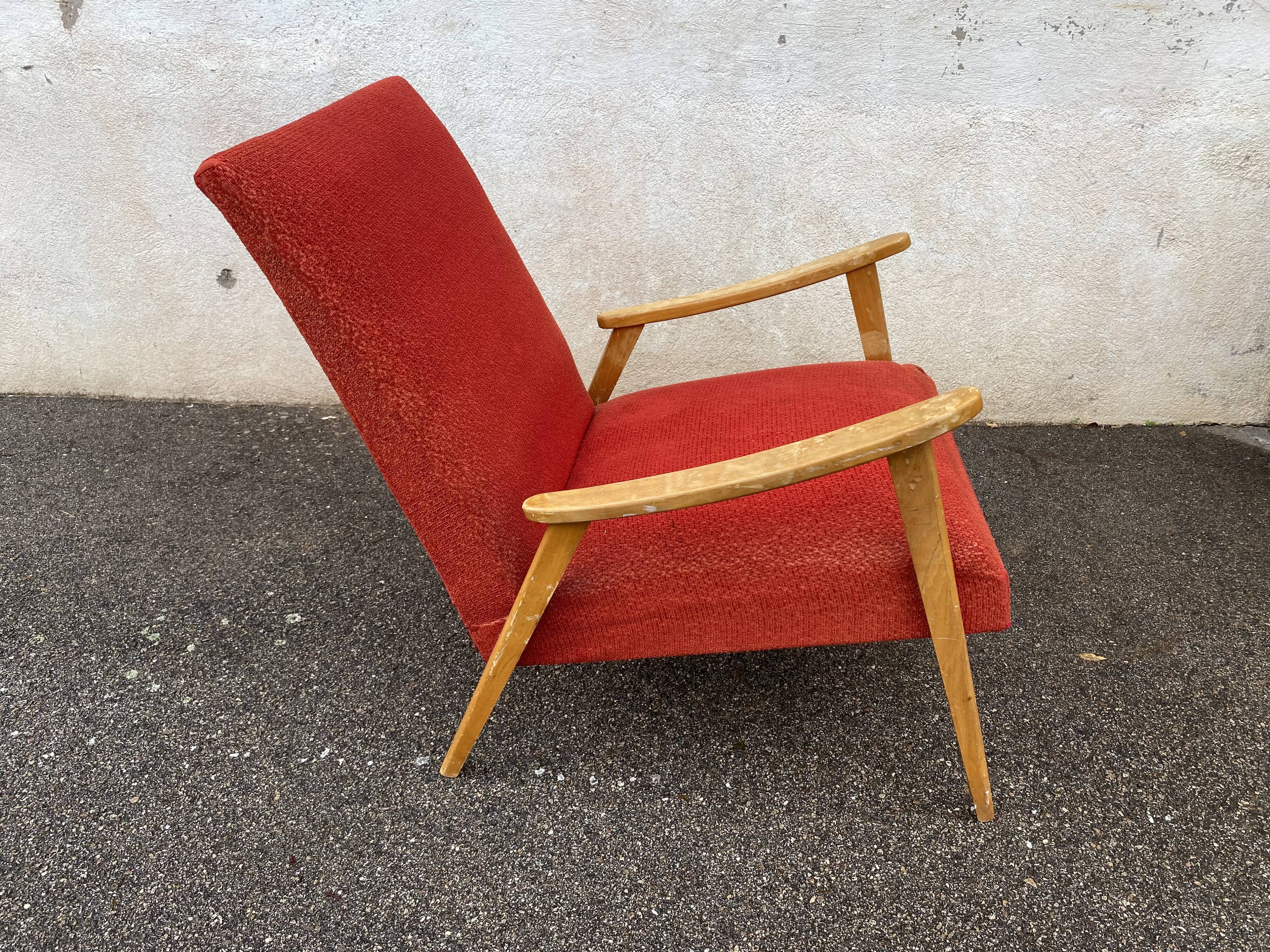Red boomerang armchair