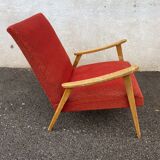 Red boomerang armchair
