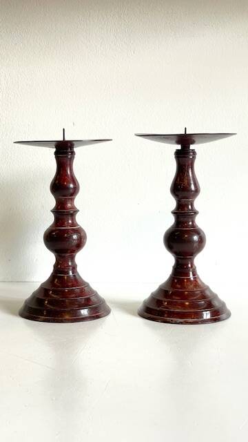 BOUGEOIRS Vintage Patinated Metal Candle Holders