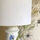 Painted ceramic lamp, cotton shade