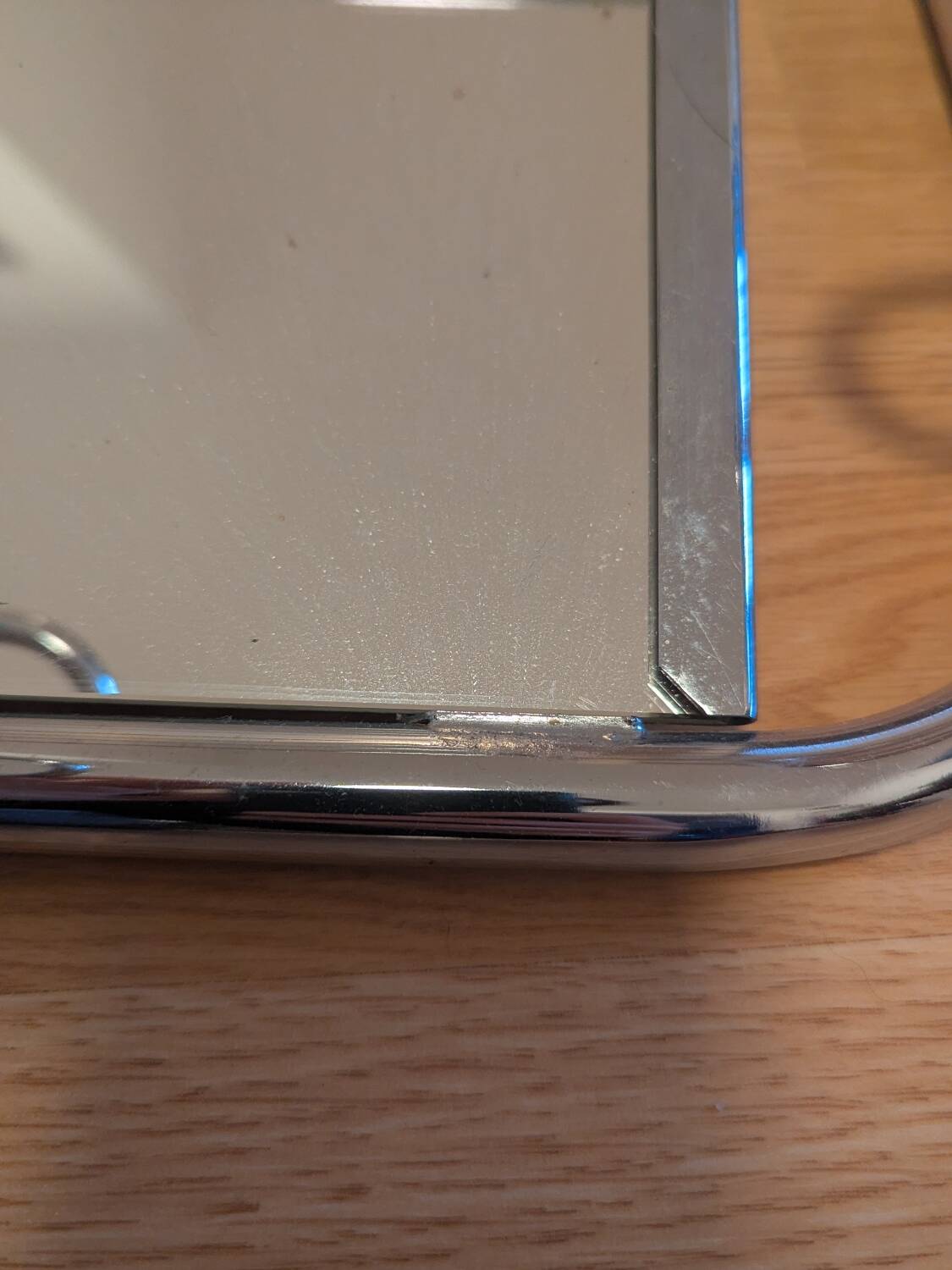 Coat rack with 4 hooks, mirror, chrome metal