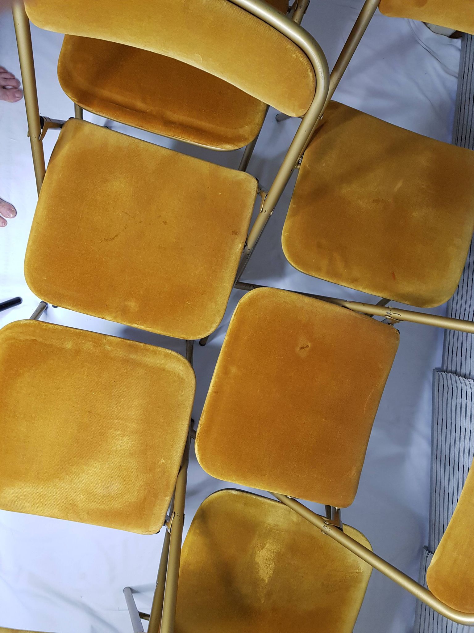 Set of 6 Souvignet conference chairs, vintage, in saffron velvet