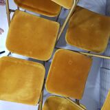 Ensemble de 6 chaises de conférence Souvignet, vintage, en velours safran