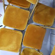 Set of 6 Souvignet conference chairs, vintage, in saffron velvet