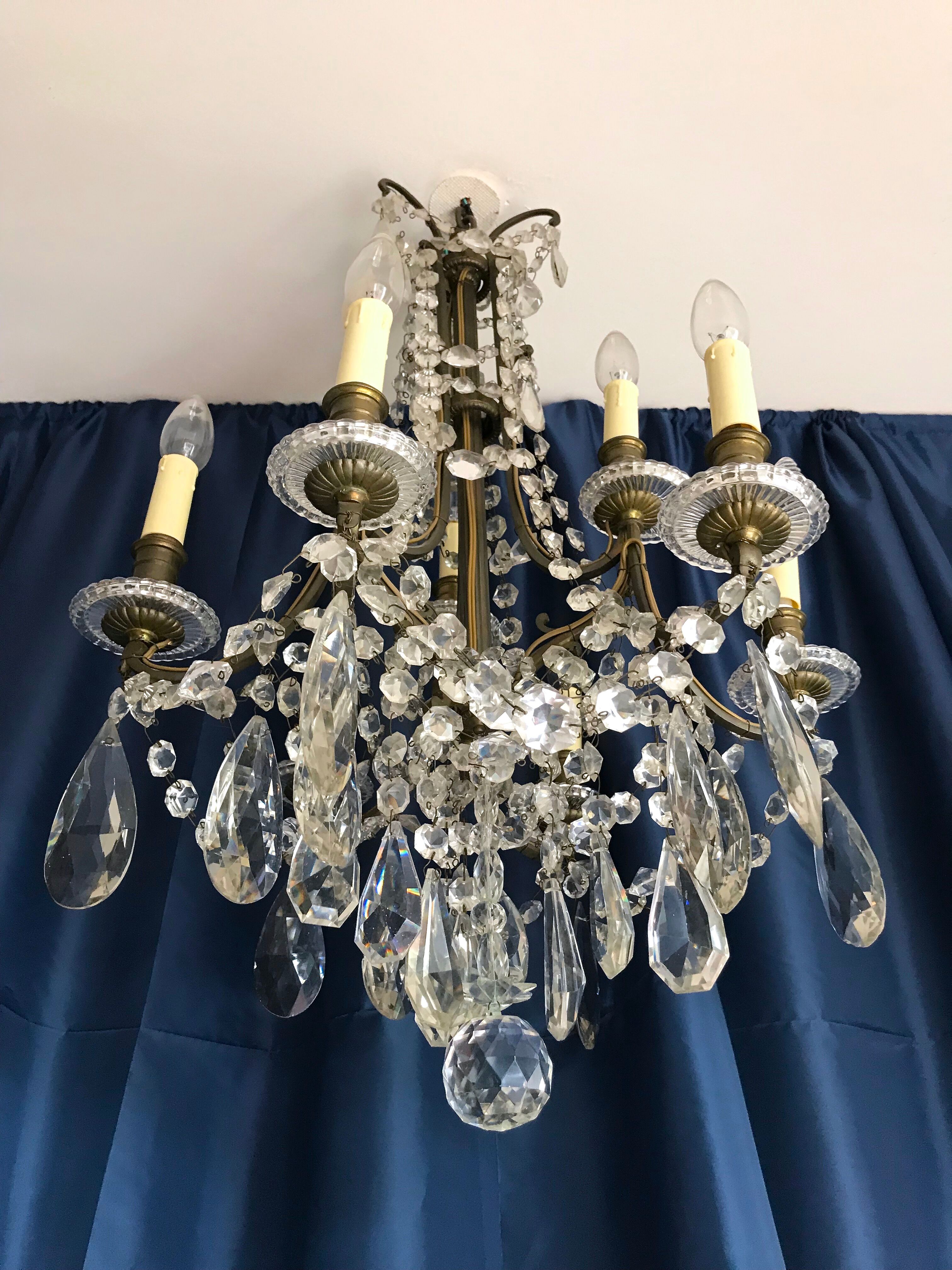Crystal chandelier diamond cut 9 fires 1880