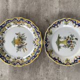 Set of 2 decorative earthenware plates from Desvres