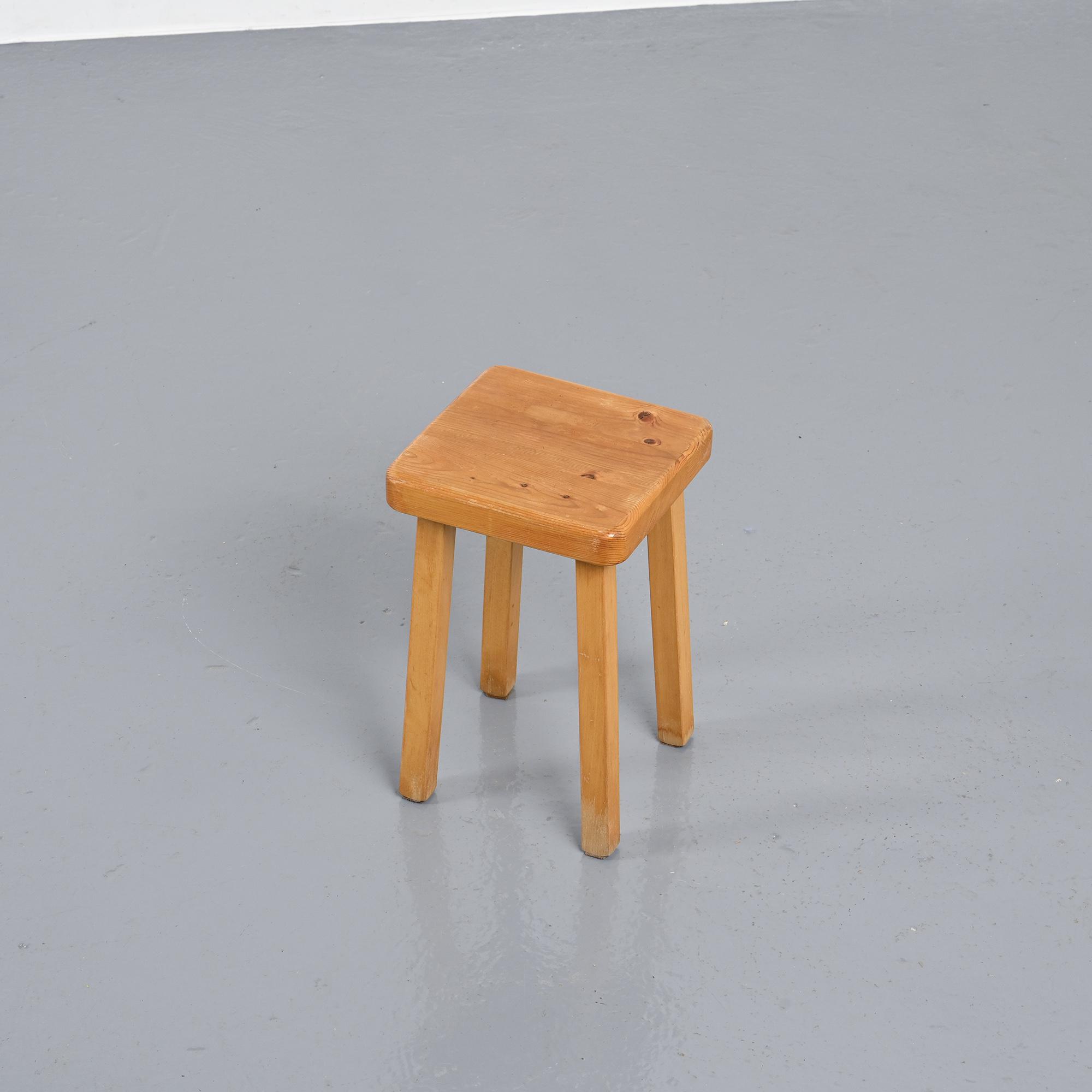 Pine stool by Charlotte Perriand, Les Arcs, France