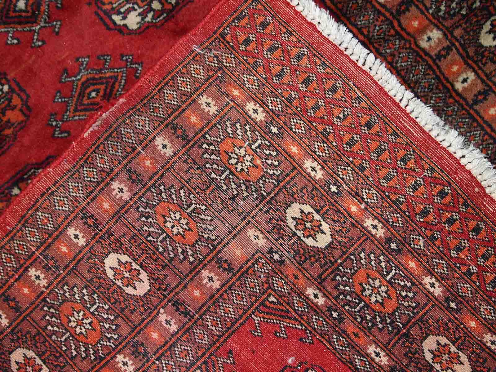 Vintage Uzbek Bukhara handmade rug 3' x 4' (94cm x 122cm) 1970s, 1C756
