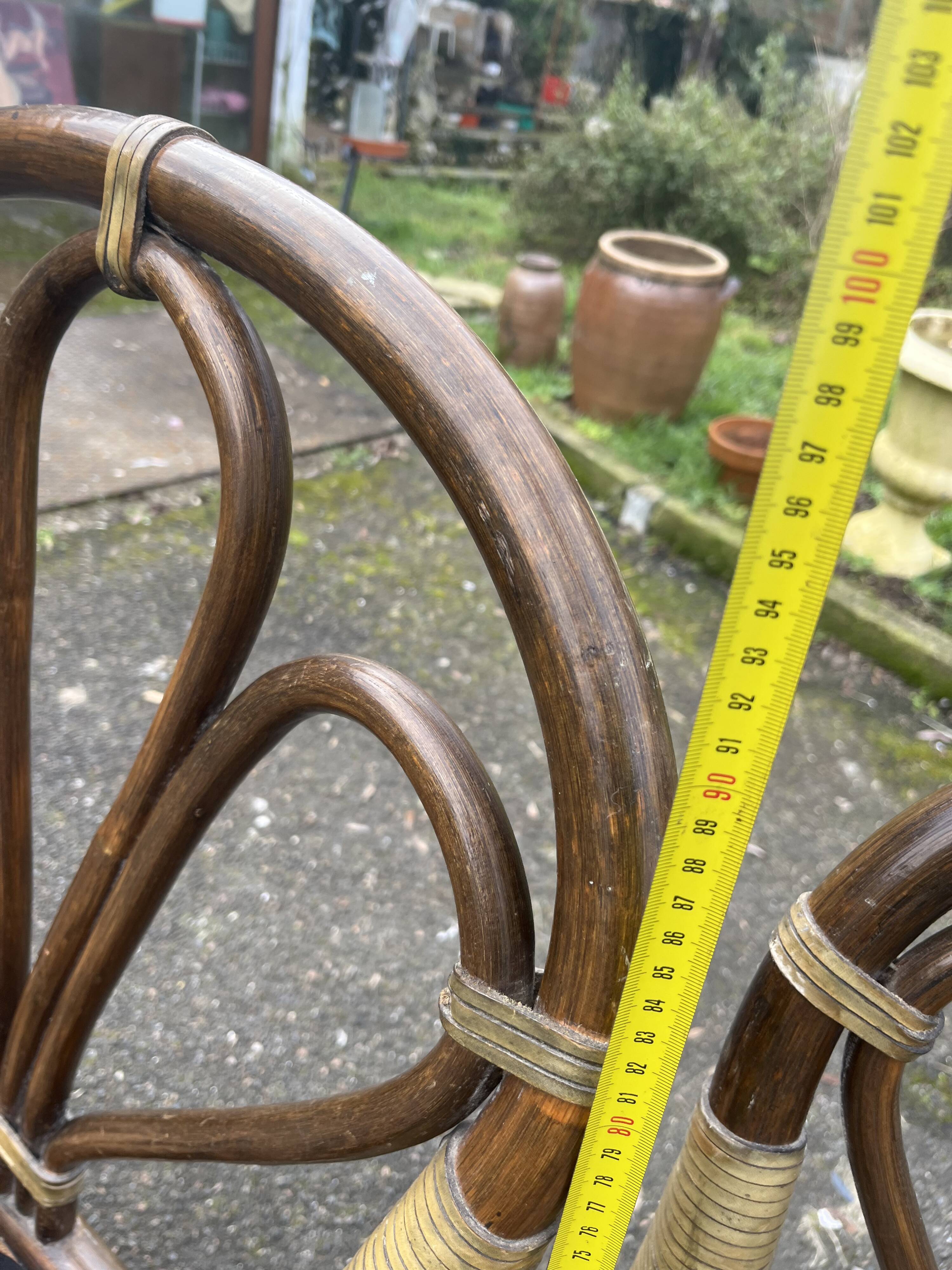 Set of 3 rattan armchair chairs