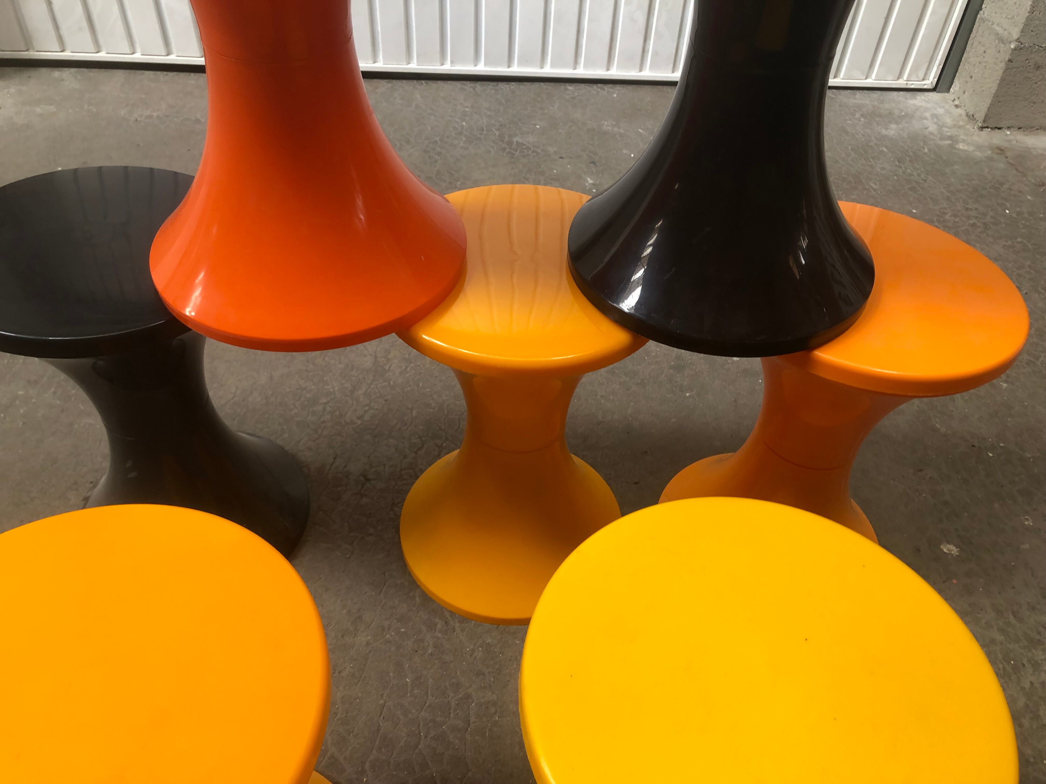 Lot 7 vintage tamtam stools 60s