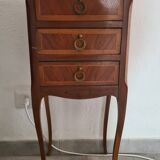 Vintage Italian Louis XV Style Side Table with 3 Drawers – Inlaid Wood & Br