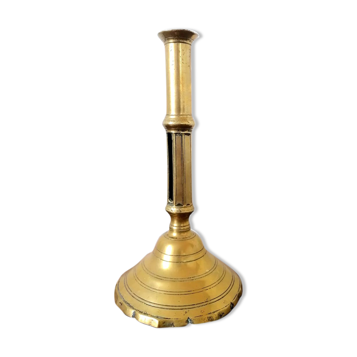 Brass push candle holder, nineteenth century