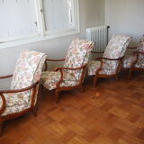 Four 1950s armchairs - wooden armrests